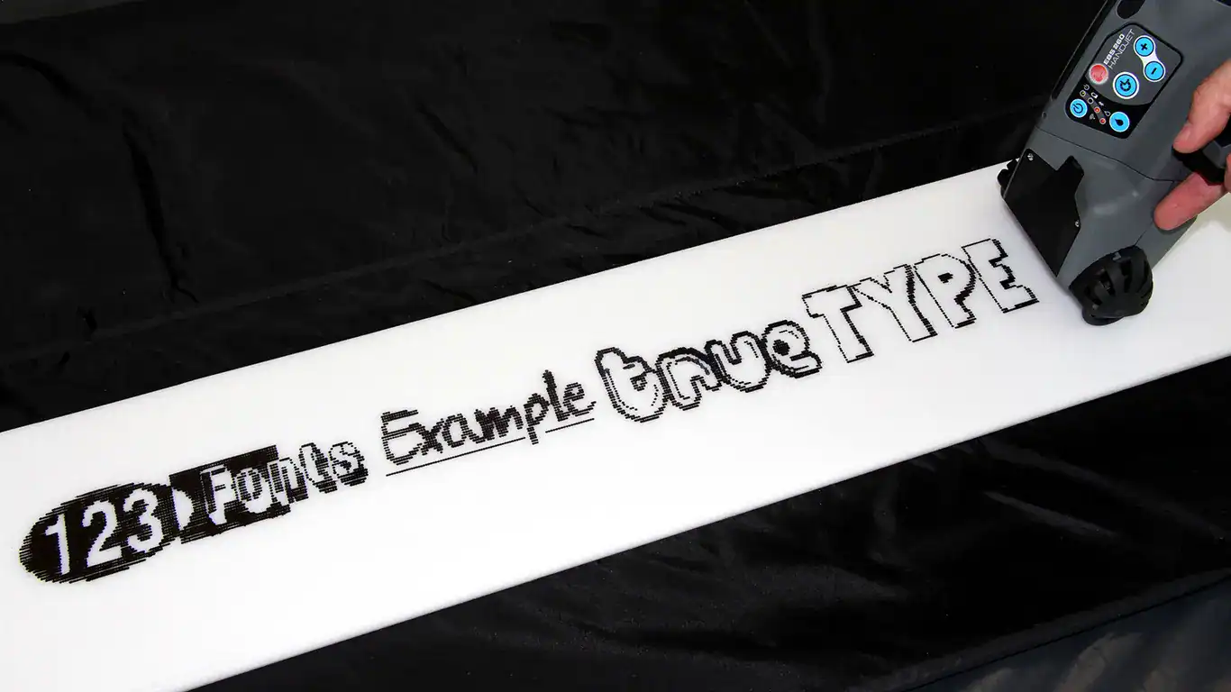 Mobile handjet printer marking on plastic